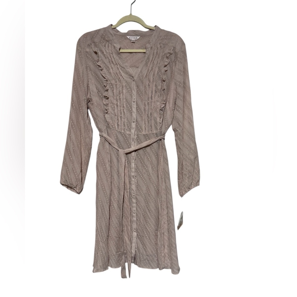 Nanette Lepore NWT‎ Blush Pink Swiss Dot Textured Sheer Midi Dress 14 Feminine